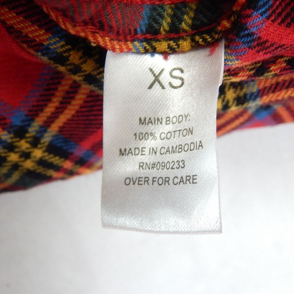 PacSun L.A Hearts Womens Plaid Long Sleeve Button Down Flannel Red Size XS - Picture 8 of 16